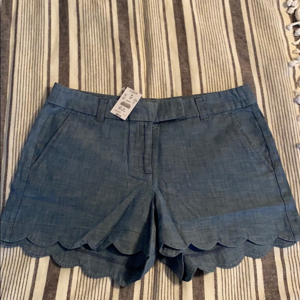 JCrew chambray scalloped-hem shorts